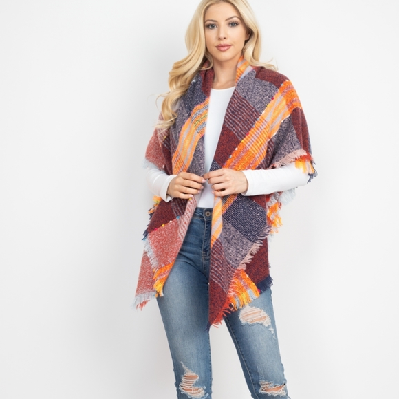 Plaid Blanket Scarf - Picture 1 of 8